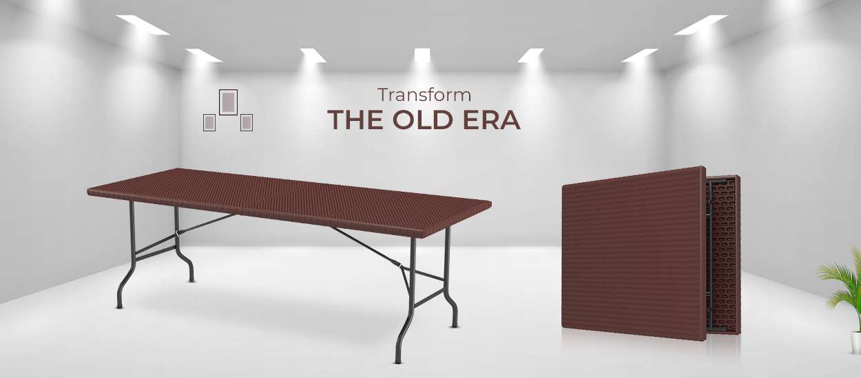 Stella 6ft Fold-in-Half Rattan Finish Table | Stela web banner 1